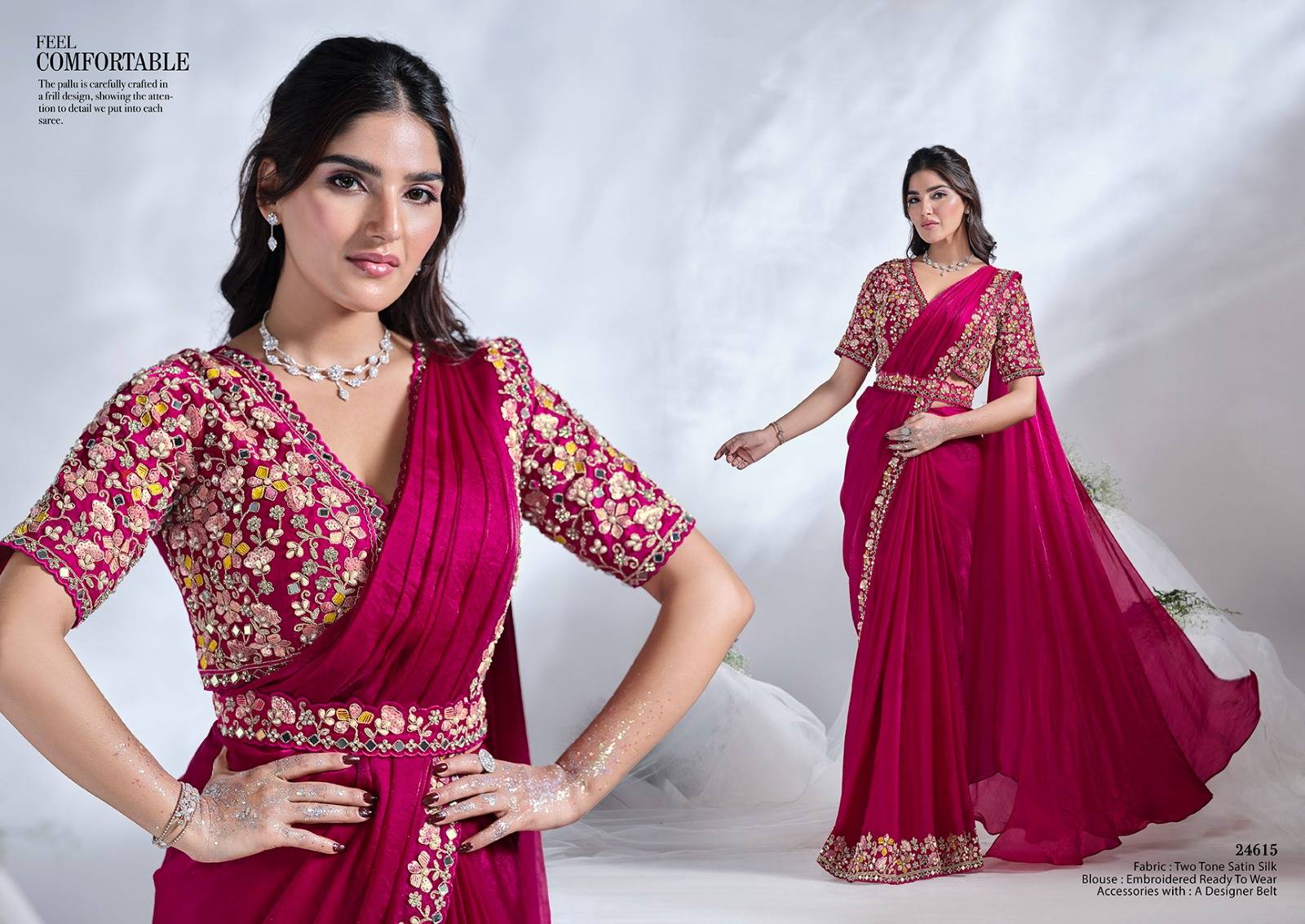 MOHMANTHAN 24600 AURA by Mahotsav 24606 to 24618 Series Indian Traditional Wear & Occasional Stitched Sarees At Wholesale Price
